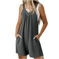 thumbnail image 5 of UAMVSH Jumpsuits for Women Sleeveless V-Neck Summer Rompers Pleated Wide Strap Baggy Short Overalls Clothes with Pockets, 5 of 7