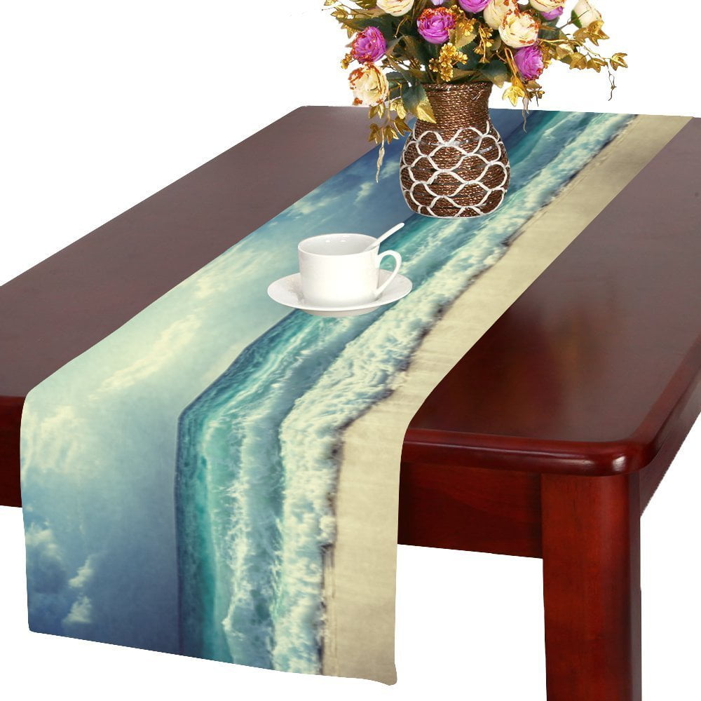 MYPOP Ocean Waves Table Runner Placemat 16x72 inches, Summer Sea Beach ...