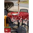 thumbnail image 4 of Outdoor Tablecloth with Umbrella Hole and Zipper, Red Gnomes Christmas Square Table Cloth 60x60 Inch Waterproof Tablecloth, Xmas Weeping Balls Snowflake Picnic Table Cover for Patio Camping, 4 of 7