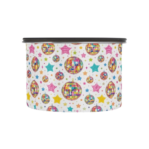 500ml Stainless Steel Food Storage Containers Colorful Balls and Star Pattern Airtight Kitchen Canisters with Vacuum Lid for Coffee Tea Flour Sugar Grains