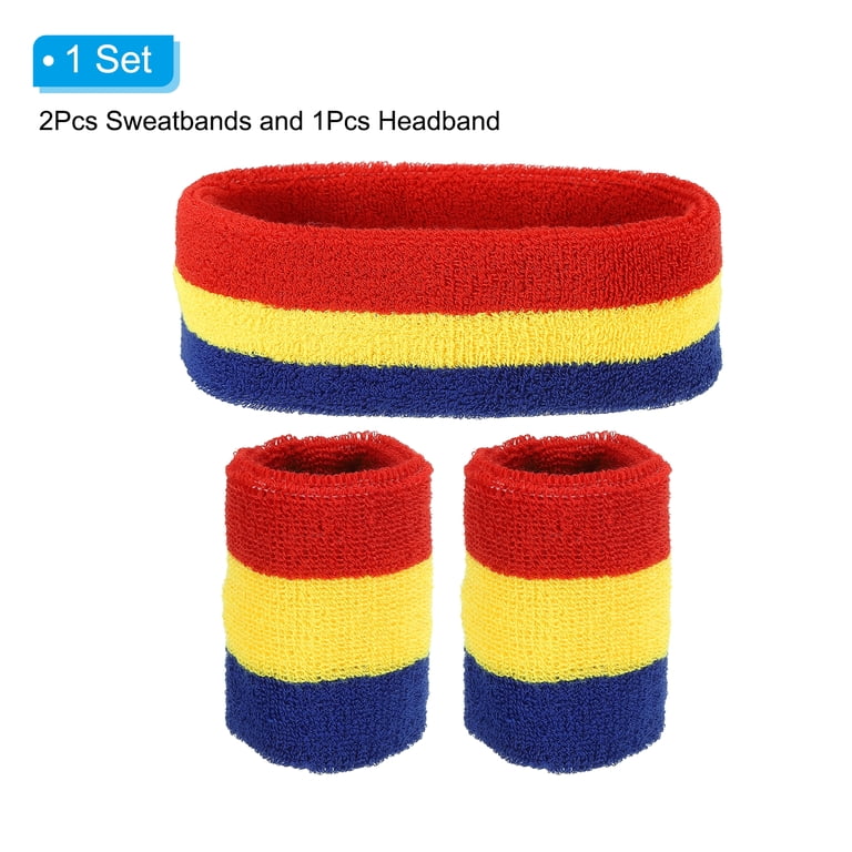 Uxcell 2 Sport Wristbands & 1 Headband Set Cotton Absorbent  display picture 3