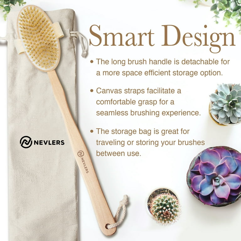 Nevlers Natural Boar Bristle Dry Body & Nail Brush Set | Exfoliate,  Massage, Rejuvenate