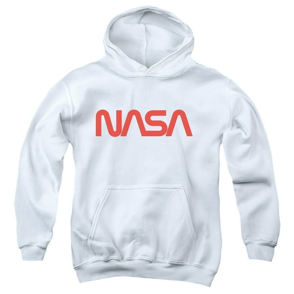 Nasa Worm Logo Youth Pullover Hoodie Sweatshirt White
