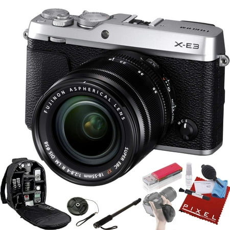 FUJIFILM X-E3 Mirrorless Digital Camera with 18-55mm Lens (Silver) + Pro Accessories