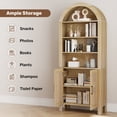 thumbnail image 5 of CQSXDA 71" Tall Arched Bookcase with Storage, Mid-Century Modern 6-Tier Arch Cabinet with Door and Open Shelf for Office Living Room, 5 of 9