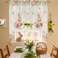 thumbnail image 2 of Easter Rabbit Swag Valance Curtains Watercolor Spring Pink Red Gradient Floral Linen Texture Rod Pocket Swag Curtains Small Window Treatments for Kitchen Bathroom Bedroom 36" W x 45" L, 2 Panels, 2 of 9