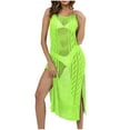 thumbnail image 2 of Cavosen Long Beach Cover up for Women Knitted Crochet Hollow Out Dress Bikinis Swimwear Kimono Sleeveless Crewneck Sheer Side Split Pool Long Bathing Suit Solid Swimsuit Kaftan, 2 of 6
