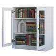 thumbnail image 2 of Palace Imports 100% Solid Wood 3-shelf Bookcase with Adjustable Shelves and Glass Doors, White, 2 of 5