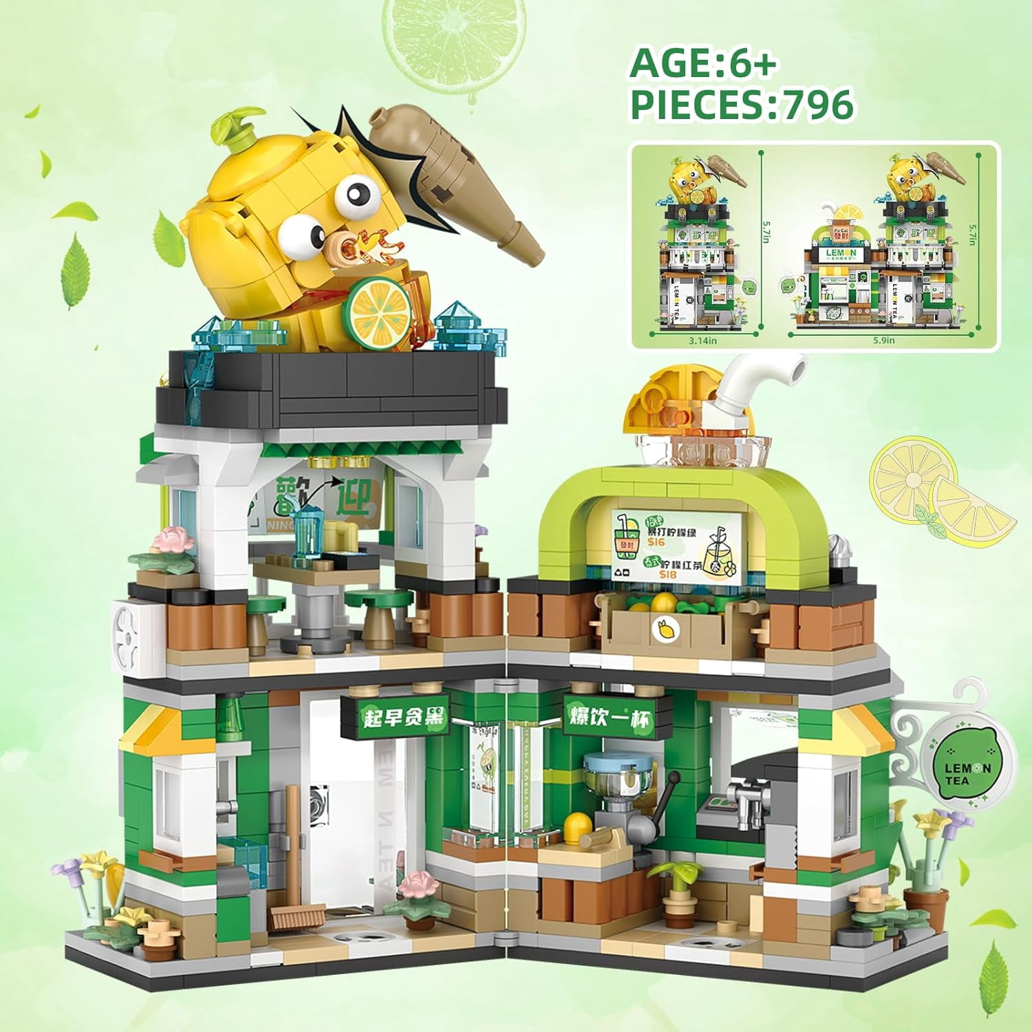 Syrinx Girls 6-12 Years Old Lemon Tea Shop Mini Building Blocks