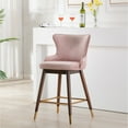 thumbnail image 2 of Roundhill Furniture Leland Fabric Upholstered Counter Height Wingback Stools, Set of 2, Pink, 2 of 5