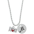 thumbnail image 1 of Delight Jewelry Silvertone Dance Mom with Red Heart Silvertone Script Initial Disc - M - Charm Necklace, 20"+3", 1 of 4