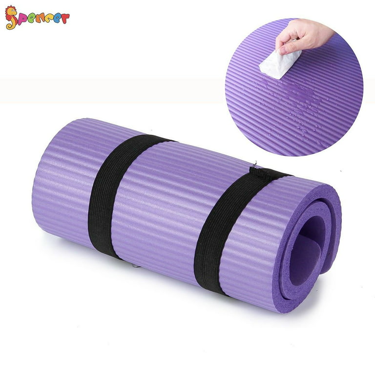 Spencer Non Slip Yoga Mat for Women & Men, Extra Thick Fitness Exercise Mat with Carrying Strap for Yoga Pilates Home Gym Purple, Size: 23.62 x 9.84 x