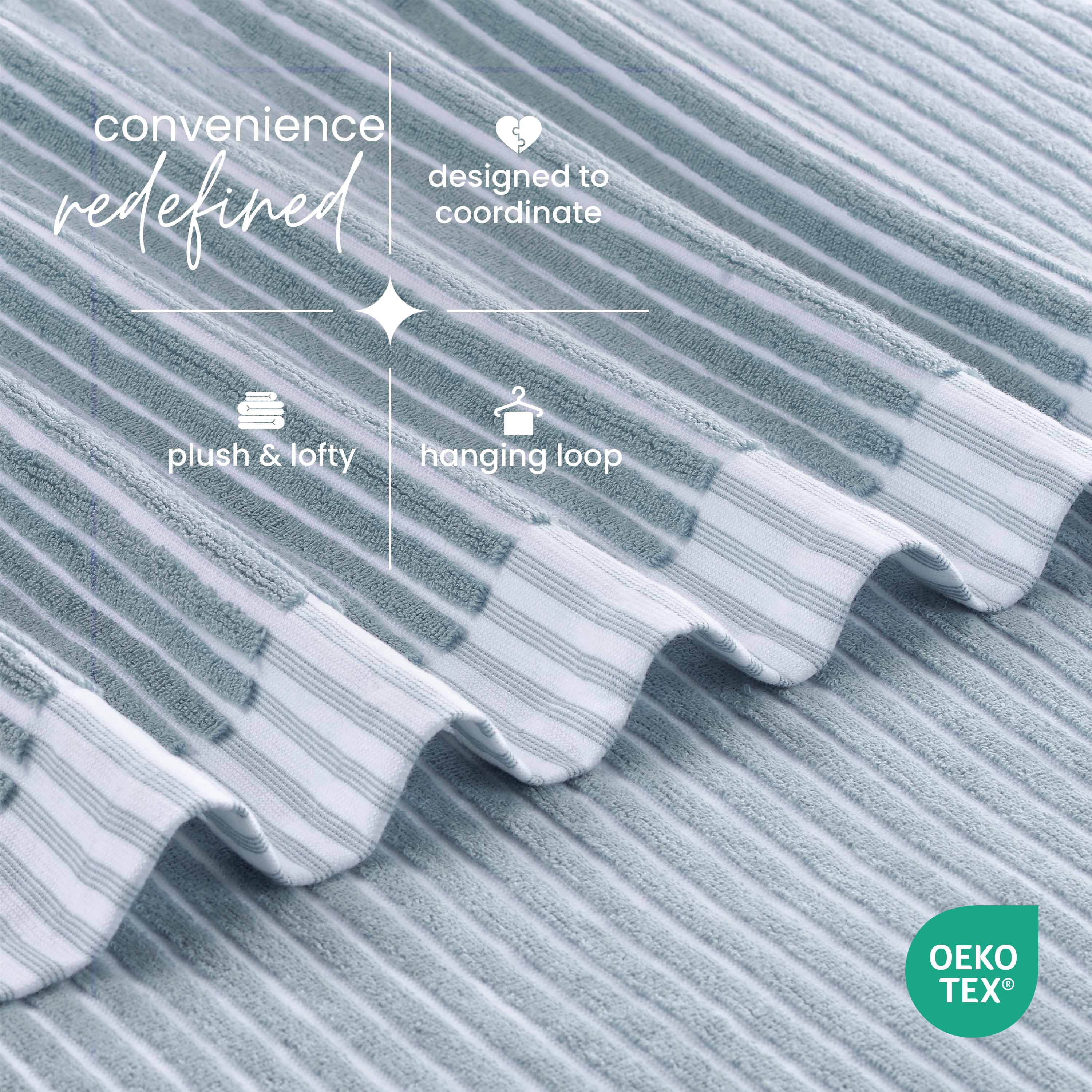 Martex Restore Sculpted Stripe Bath Towel, 30" x 56", Light Blue