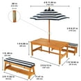 thumbnail image 6 of KidKraft Outdoor Wooden Table & Benches with Cushions & Umbrella, Navy, 6 of 7
