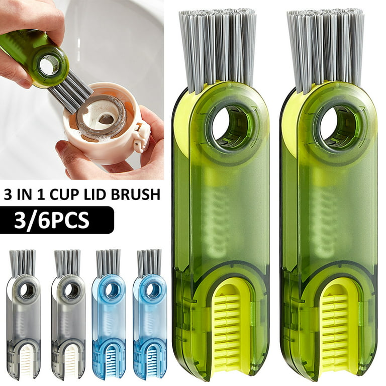 Evjurcn Pack of 3/6 Multipurpose Bottle Gap Cleaner Brush Cup Lid