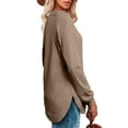 thumbnail image 2 of Qaspx Long Sleeve Shirts for Women Crewneck Lightweight Sweatshirts Fall Casual Tunic Tops, 2 of 6