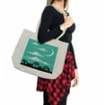 thumbnail image 2 of Cloud Shopping Bag, Silhouette Buildings and Trees Summer Night with Clouds Crescent Moon, Eco-Friendly Reusable Bag for Groceries Beach and More, 15.5" X 14.5", Cream, by Ambesonne, 2 of 2