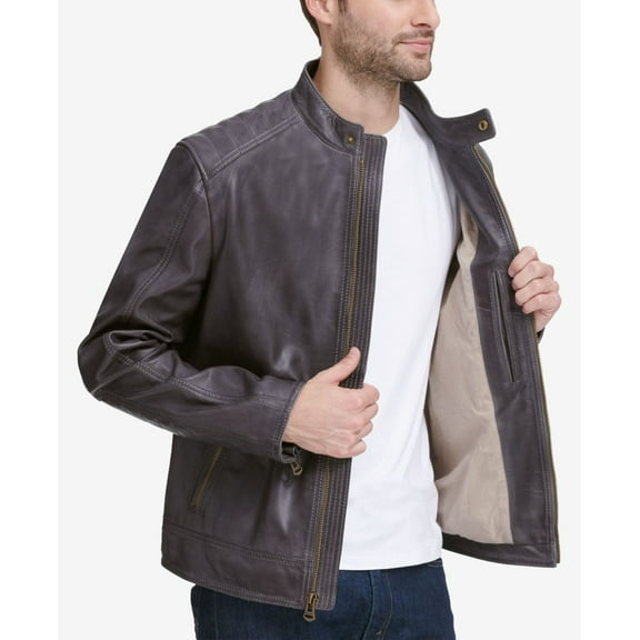 zip-front faux-leather moto jacket