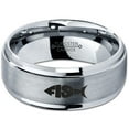 thumbnail image 2 of Tungsten Fish Shape Typography Band Ring 8mm Men Women Comfort Fit Gray Step Bevel Edge Brushed Polished, 2 of 4