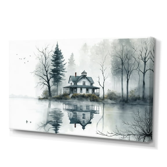Designart Cottage On The Lake I Canvas Wall Art