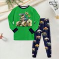 thumbnail image 2 of CAUYDY 5-6T 7-8Y 9-10Y Kids Sleepers Boy Clothing for Child Long Sleeve Top Elastic Waist Pants 2PCS Fall Winter Set Boys Pjs Sizes 7-8 Years,Green, 2 of 6
