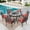 Black & Red, variant on SUMMIT LIVING 7-Piece Outdoor Patio Dining Set with 6 Cushioned Chairs & Metal Round Table with Umbrella Hole, Black & Red