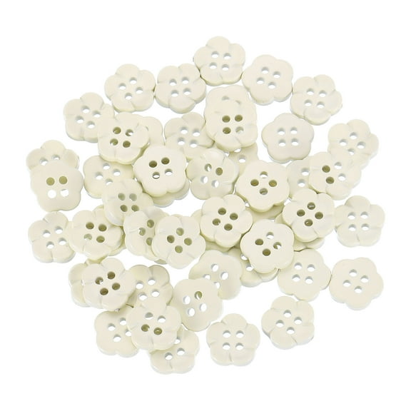 Uxcell 50pcs Flower Buttons 7/16" Resin Sewing Decorative Buttons Cute Flower Shape Buttons for Crafts Beige
