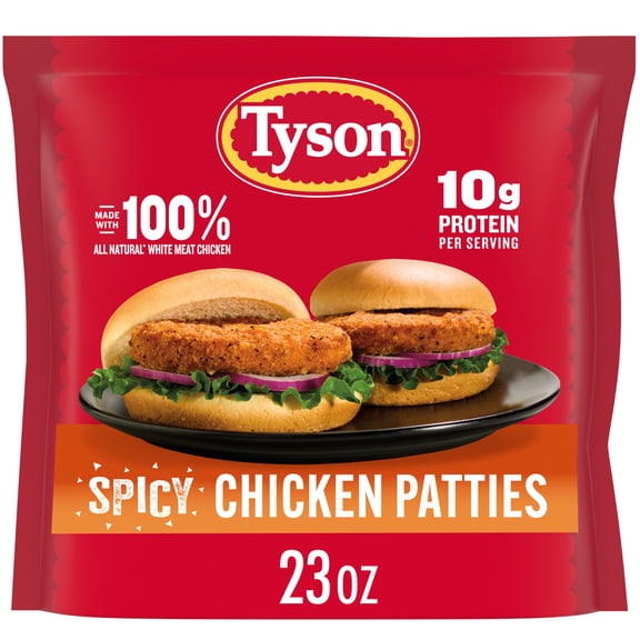 Tyson White Meat Spicy Breaded Chicken Patties, 23 oz (Frozen, Fully Cooked)
