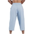thumbnail image 4 of HOOMEUMY Men's Linen Pants Drawstring Summer Loose Fit Cropped Trousers 3/4 Length Lightweight Comfy Beach Pants Summer Sky Blue XL, 4 of 5