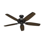 Hunter - Builder Indoor Ceiling Fan, 52-inch, Matte Black, Traditional-style, 3-speed WhisperWind Motor, 53243, for living rooms, bedrooms, home offices, kitchens