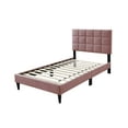 thumbnail image 3 of Poundex Adjustable Pink Headboard Twin Bed Frame in Brushed Linen Pink, 3 of 8