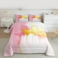 thumbnail image 2 of Castle Fairy Adults Women Female Abstract Watercolor Art Bedding Comforter Set 2pcs,Gradient Pink Golden Twin Comforter Sets Microfiber,Ombre Graffiti Splash Breathable Bedding Set, 2 of 8