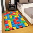 thumbnail image 3 of Colorful Area Rug 5x7, Building Blocks Rug , 3D Rainbow Construction Brick Carpet Funny Patchwork Geometric Rectangle Non Shedding Indoor Floor Mat For Living Room, 3 of 6