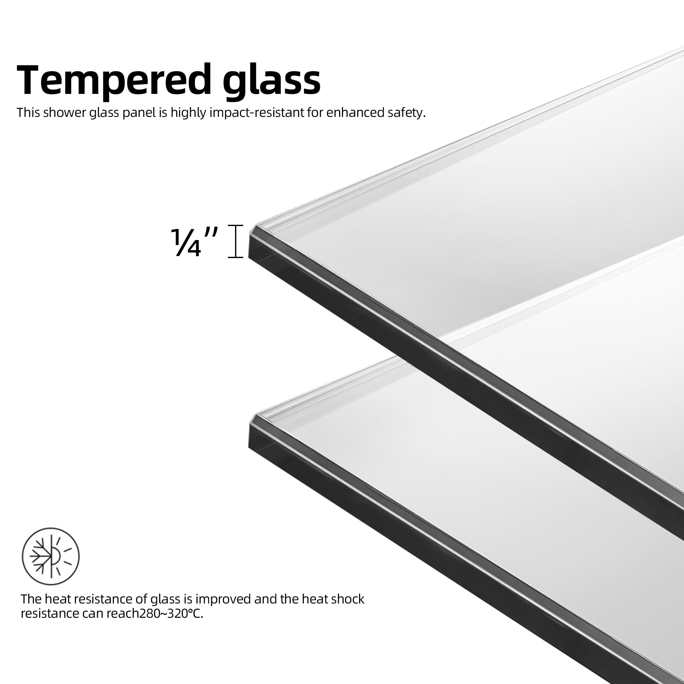 Aukfa 31"W x 55"H Bathtub Shower Doors, 1/4" (6mm) Thick SGCC Tempered Glass Bathtub Door, Black