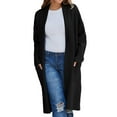 thumbnail image 2 of Baqcunre Womens Jacket Women's Autumn And Winter Solid Color Fashionable Thin Lapel Long Woolen Coat Casual Cardigan Womens Coats Fall Outfits Black XXL, 2 of 7