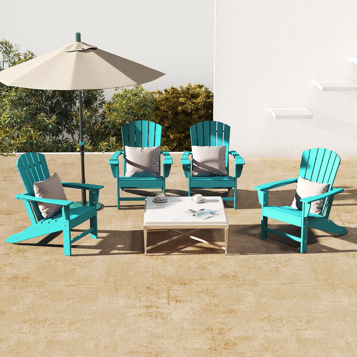 Hidpriva Set of 2 Adirondack Chairs, HDPE Weather Resistant Outdoor Chair w/ 400LBS Capacity for Patio, Garden and Fire Pit,Aqua