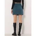 thumbnail image 4 of Falda cruzada Allegra K de pana vintage cintura alta Azul Polvoriento Talla S para mujer, 4 of 6