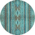 thumbnail image 1 of Ahgly Company Indoor Round Abstract Light Blue Modern Area Rugs, 4' Round, 1 of 4