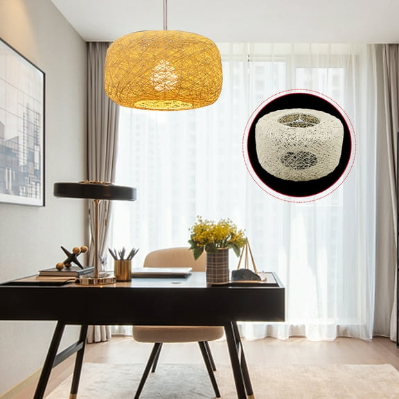 40cm/15.7" Wicker Rattan Shade Pendant Light Fixture Vintage Rustic Hanging Ceiling Lamp