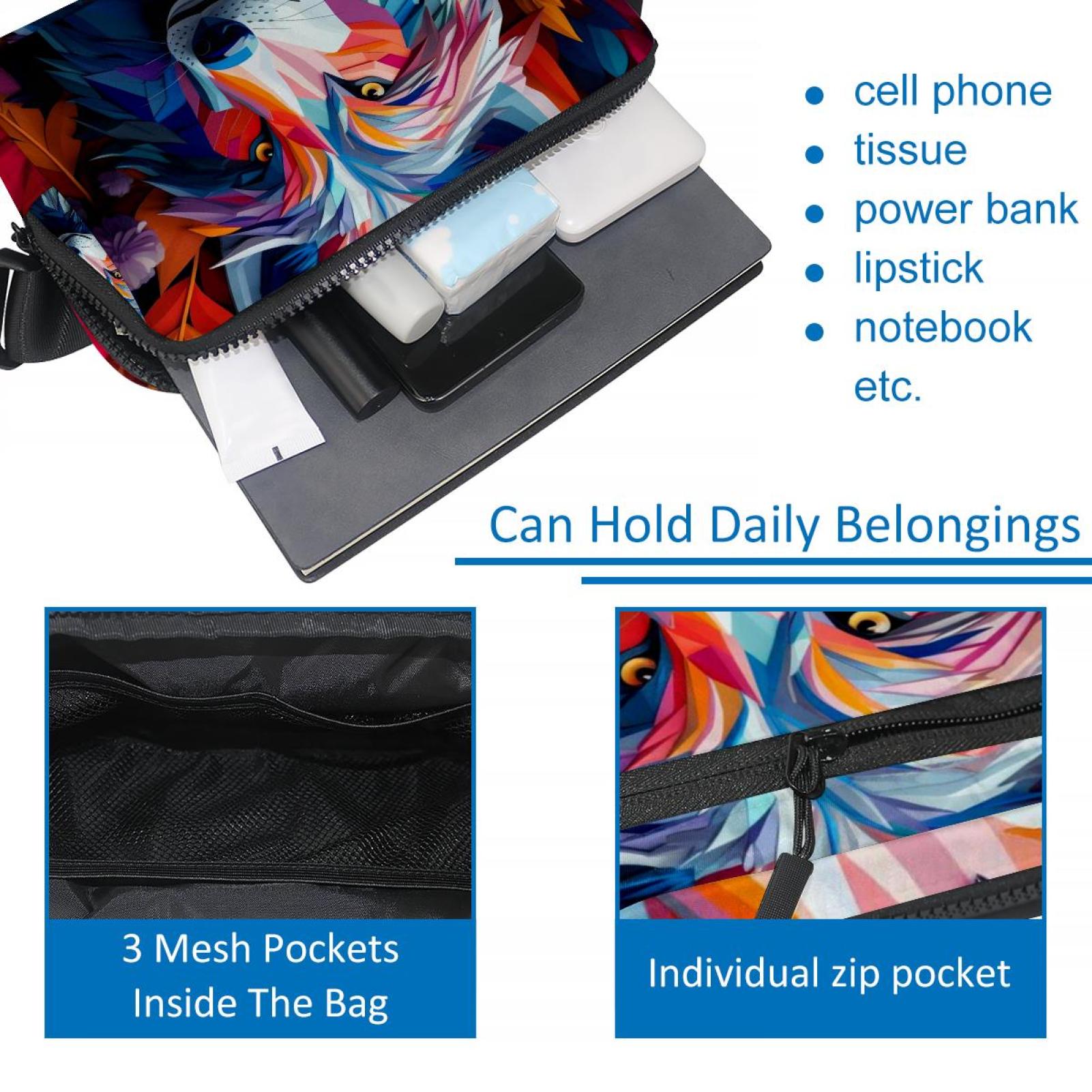 Wolf Running Belt Waist Bag Fanny Packs, Lightweight Adjustable with Extension Strap, Unisex