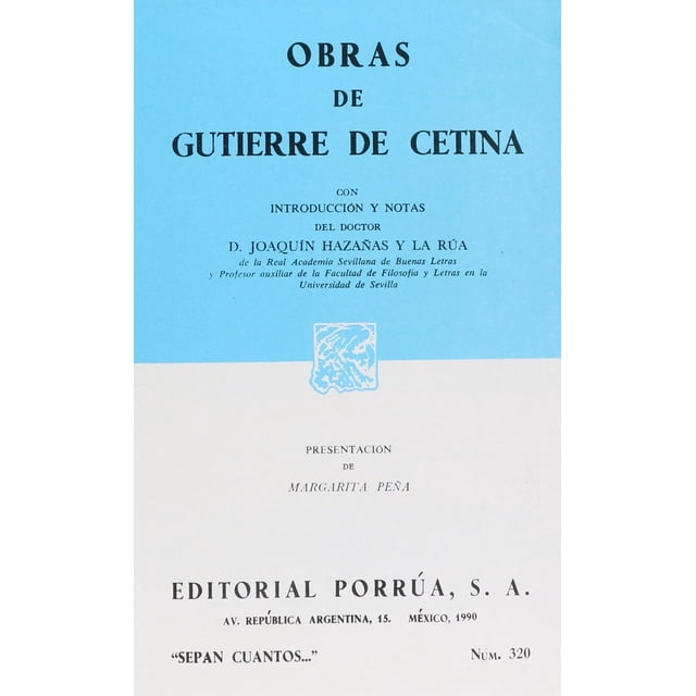 Obras de Gutierre de Cetina Editorial Porrúa 9789680864034