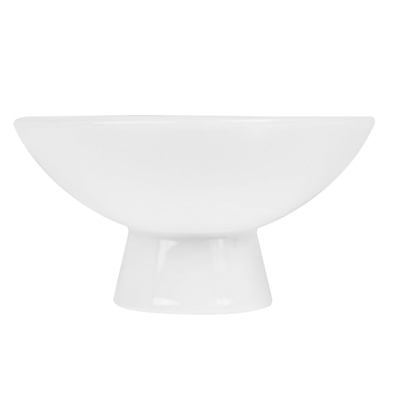 Vintage White Ceramic Footed Bowl, Perfect for Parties and Home Use