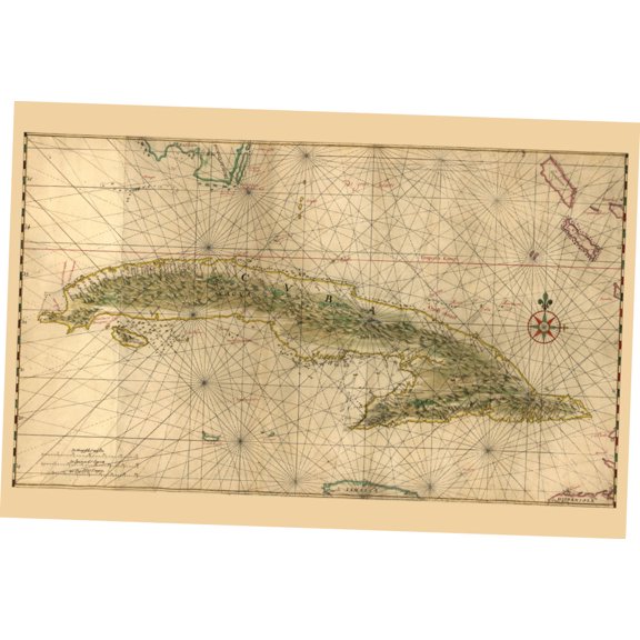 Cuba Antique Map Poster Giclee Print 27inx40in for any room 27x40 Square Adults Best Posters