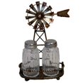 thumbnail image 1 of De Leon Collections Rustic Country Farmhouse Distressed Brown Metal Spinning Windmill Salt and Pepper Shaker Holder Set, 1 of 1