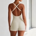 thumbnail image 3 of Pounoo Workout Sets for Women Ribbed Halter Neck Square Neck Bodysuit with High Waist Shorts Casual Gym Running Beach Matching Outfits, 3 of 5