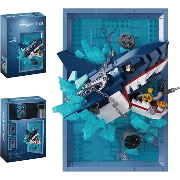 Remocguys Shark Flower Building Set Compatible with Lego Botanical Collection Photo Frame Home Decor 669 Pcs