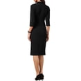 thumbnail image 3 of INSPIRE CHIC Work Dresses for Women 3/4 Sleeve V Neck Stand Collared Bodycon Business Office Sheath Dress 2026 XL Black, 3 of 6
