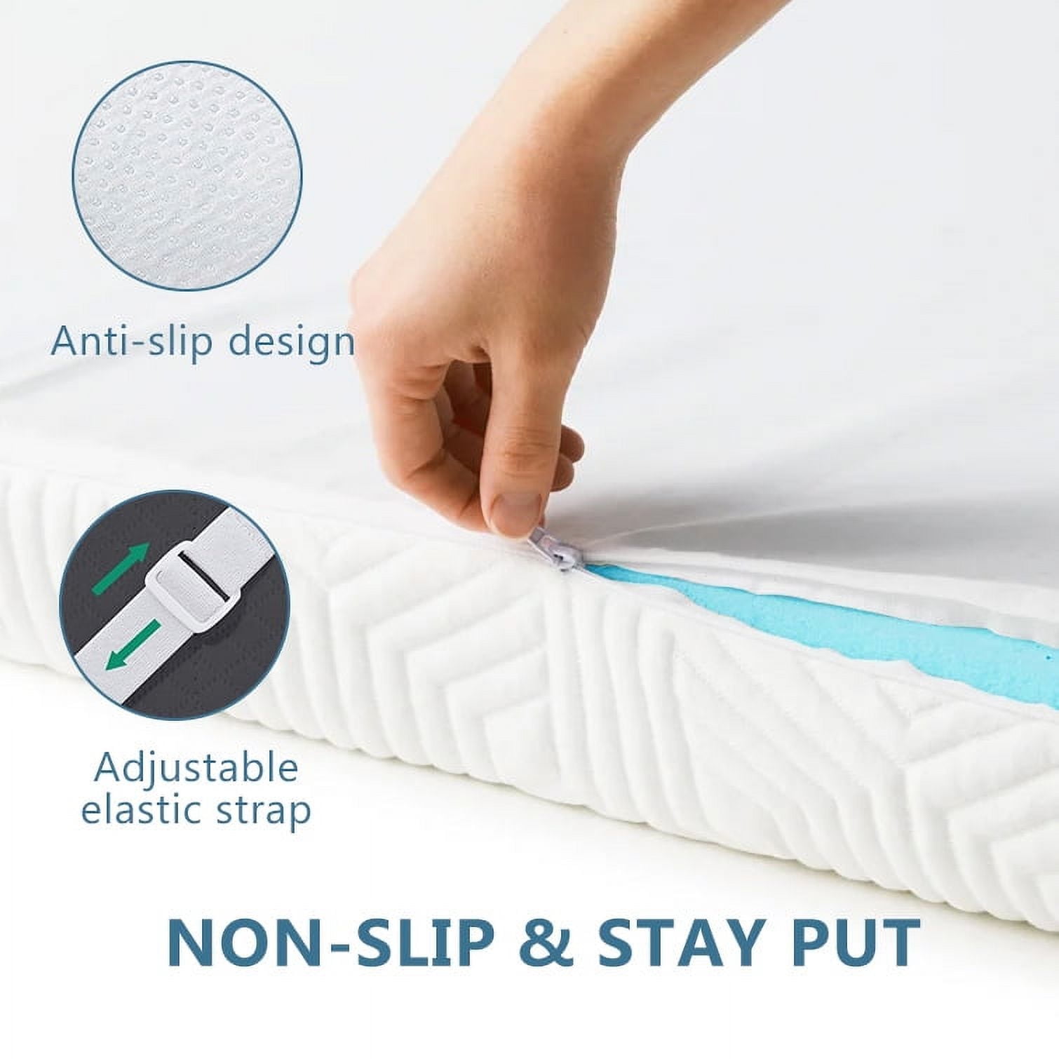 3 Inch Queen Mattress Topper With Cover, Foam Mattress Topper for Back Pain, Gel Infused Mattress Pad (60"×80")