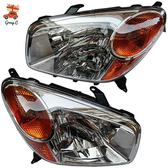For Toyota RAV4 2004-2005 Halogen Headlights Black Housing Headlamps Assy 2pcs
