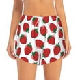 thumbnail image 2 of Picia Hand Drawn Strawberry Pattern Women's 2 in 1 Athletic Running Shorts High Waisted Workout Casual Gym Sweat Shorts with Comfy Liner Zipper Pockets-Small, 2 of 9